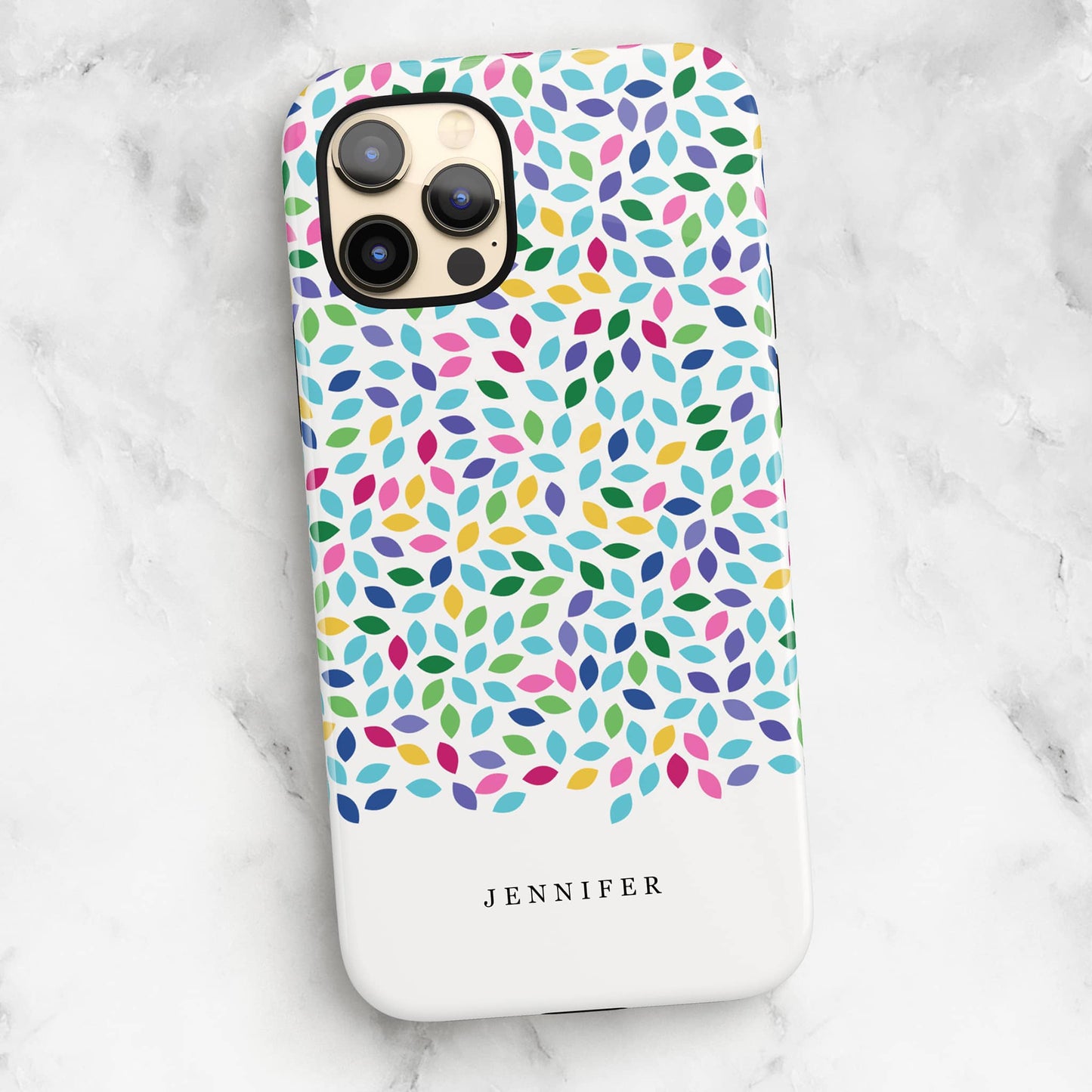 Ditsy Leaf Floral Personalised iPhone Case iPhone 16 Pro Phone Case