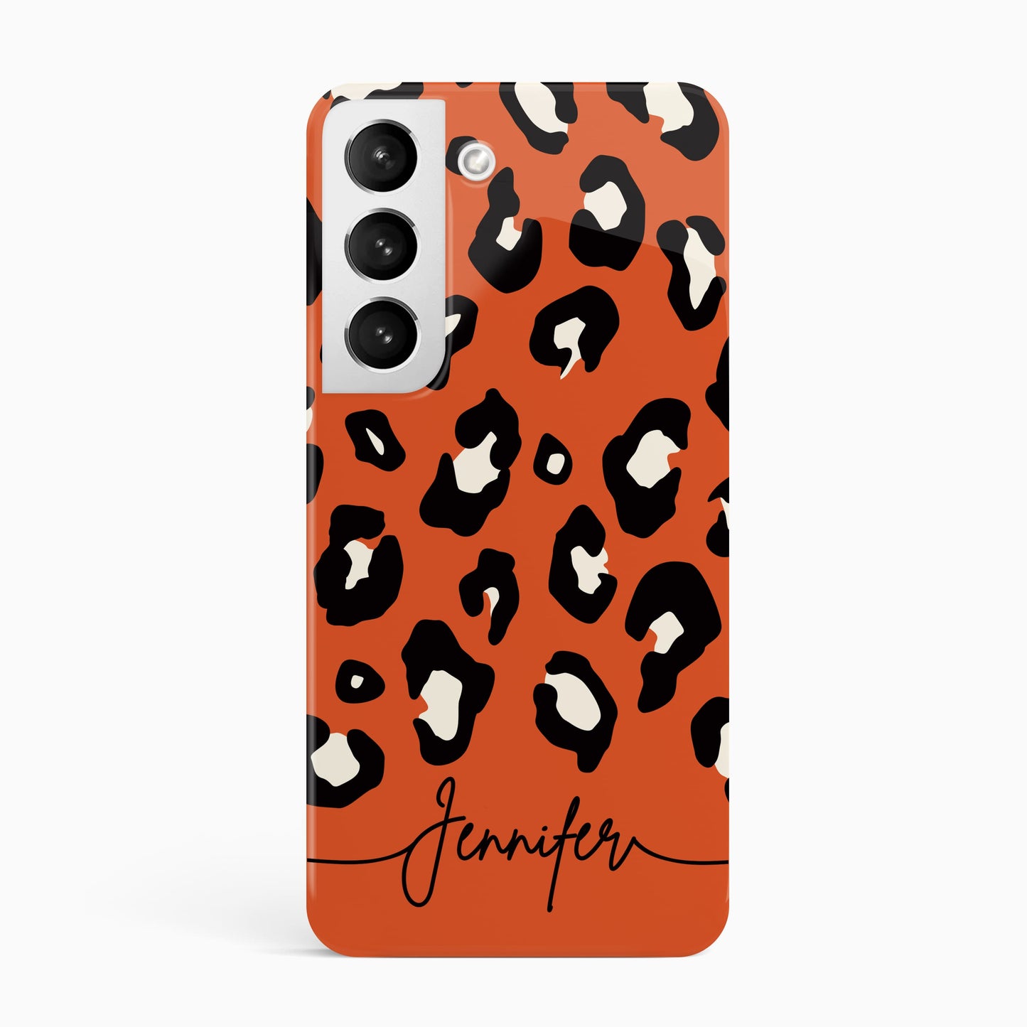 Custom Name Burnt Orange Leopard Print Phone Case Samsung Galaxy S22 Phone Case