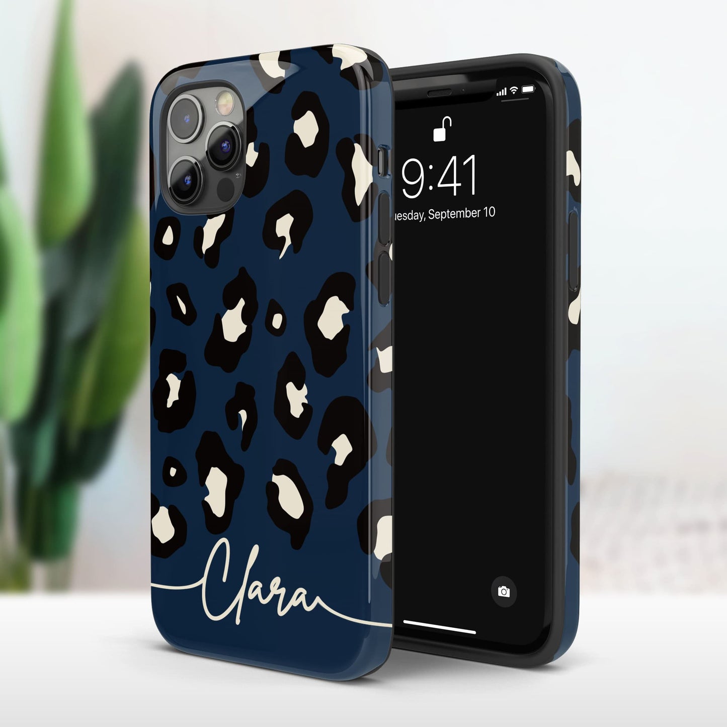 Dark Blue Custom Name Leopard Print Pattern Phone Case Phone Case
