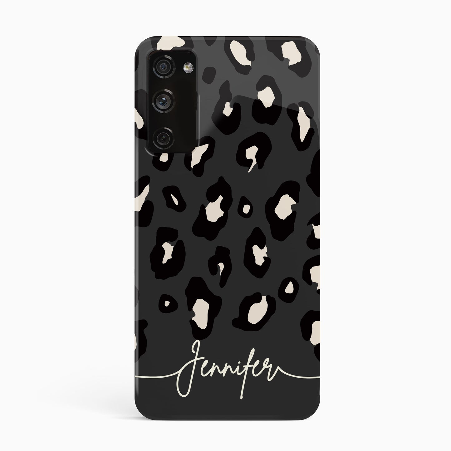 Dark Grey Custom Name Leopard Print Pattern Phone Case Samsung Galaxy S20 Phone Case