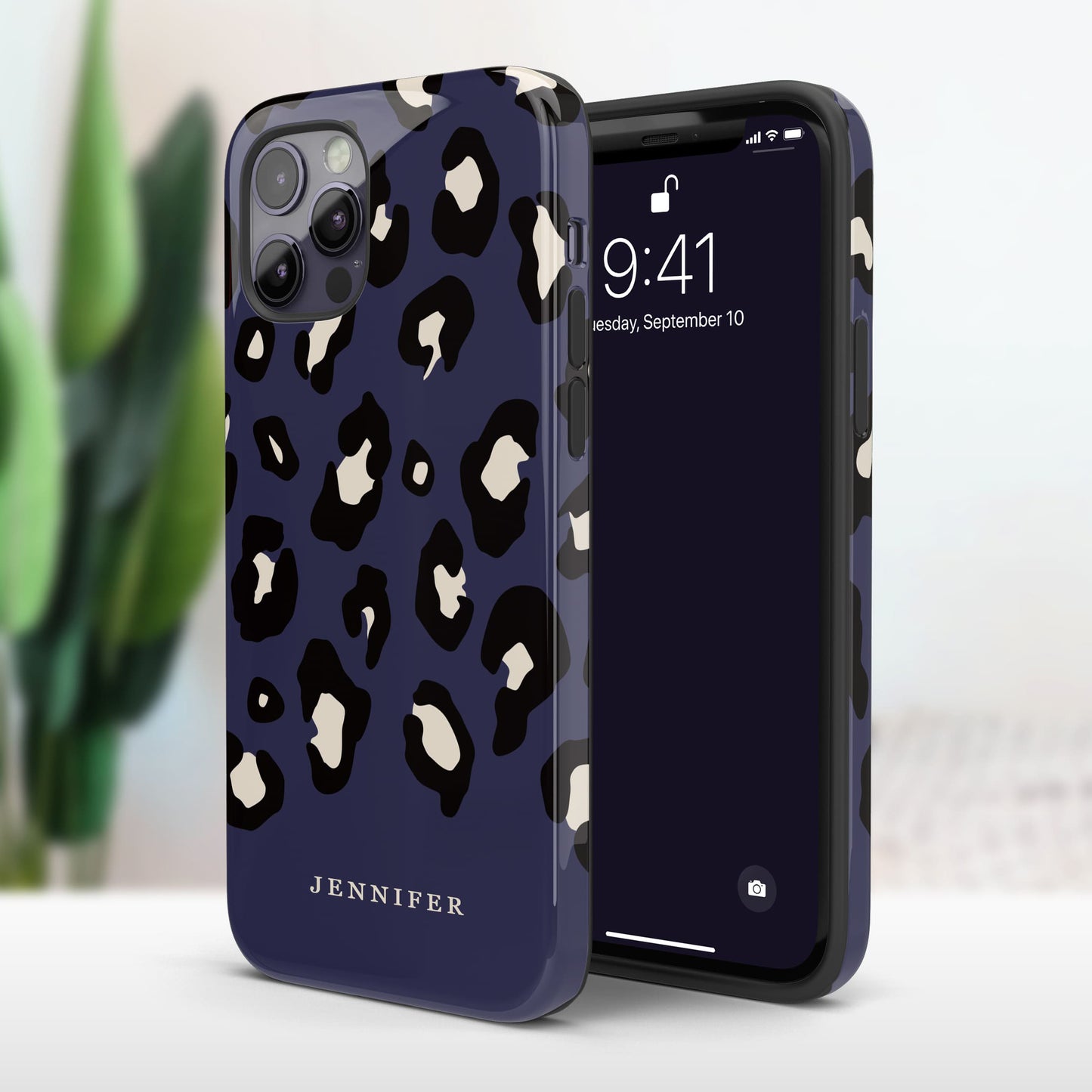 Dark Purple Custom Name Leopard Print Pattern Phone Case Phone Case