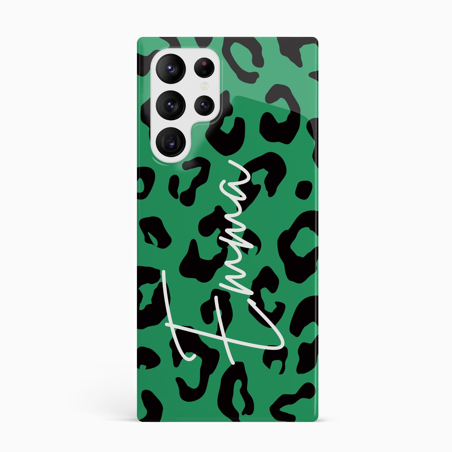 Green Custom Leopard Print Phone Case Samsung Galaxy S22 Ultra Phone Case