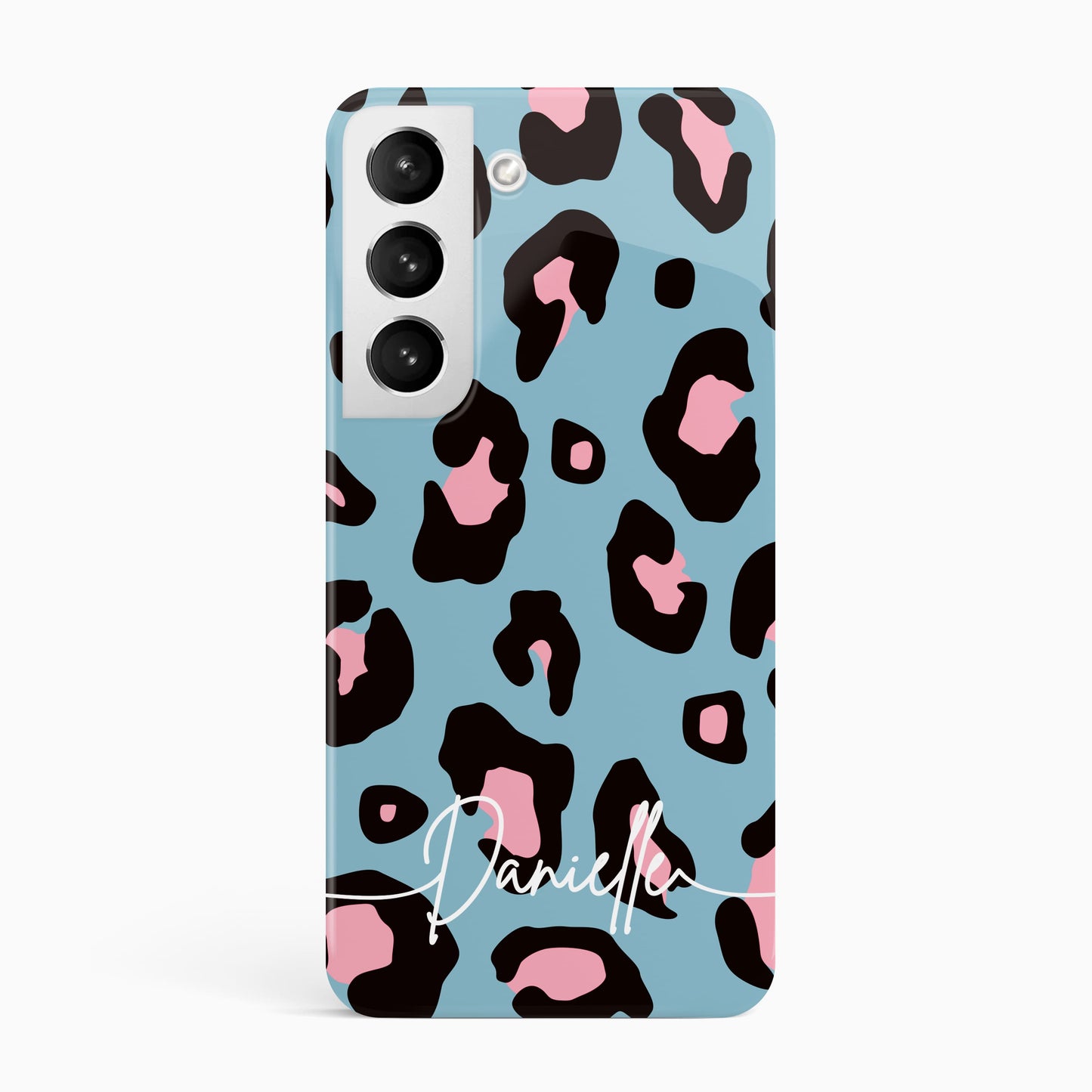 Light Blue and Pink Leopard Print Custom Phone Case Samsung Galaxy S22 Phone Case