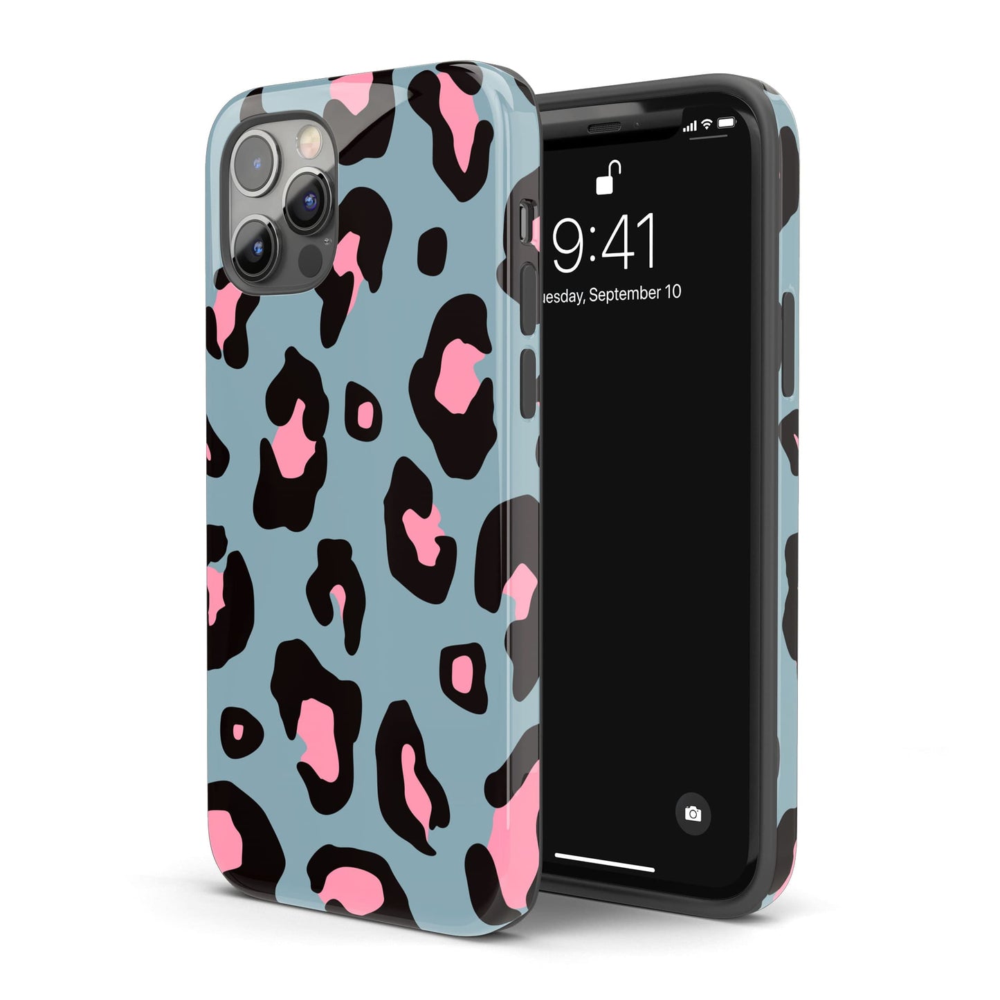 Light Blue and Pink Leopard Print Custom Phone Case Phone Case