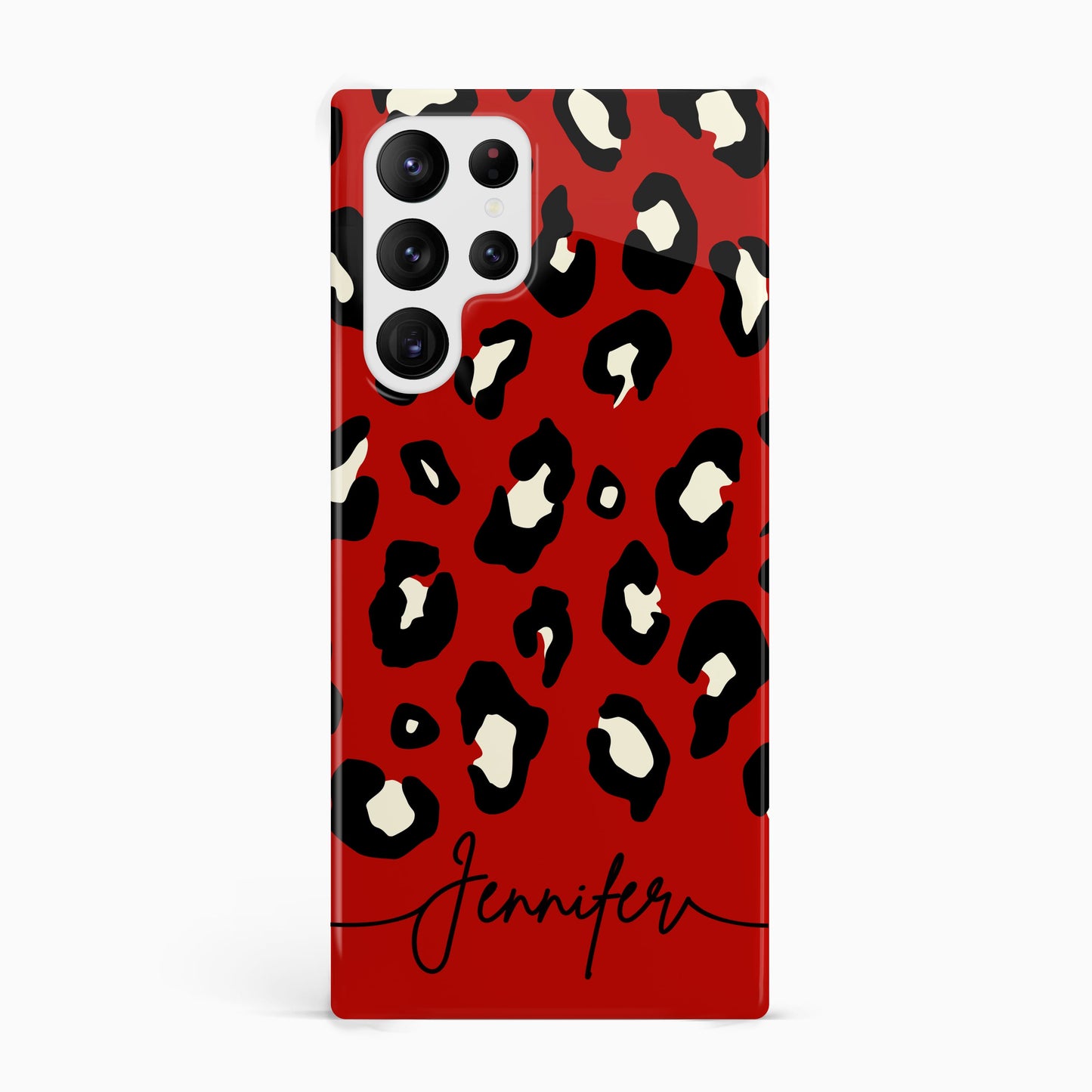 Custom Name Red Leopard Print Phone Case Samsung Galaxy S22 Ultra Phone Case