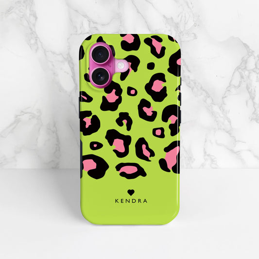 Personalised Green Pink Leopard Print Case  Phone Case