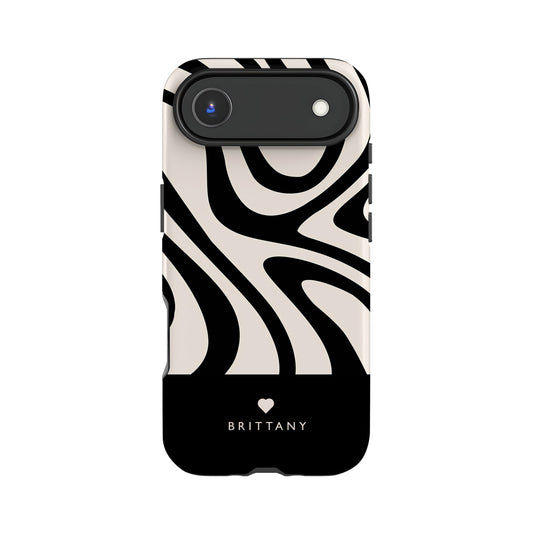 Personalised Black and Cream Swirl Case iPhone 17 Air Phone Case