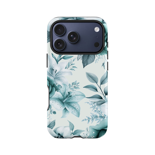 Teal Blue Floral Print Phone Case Phone Case