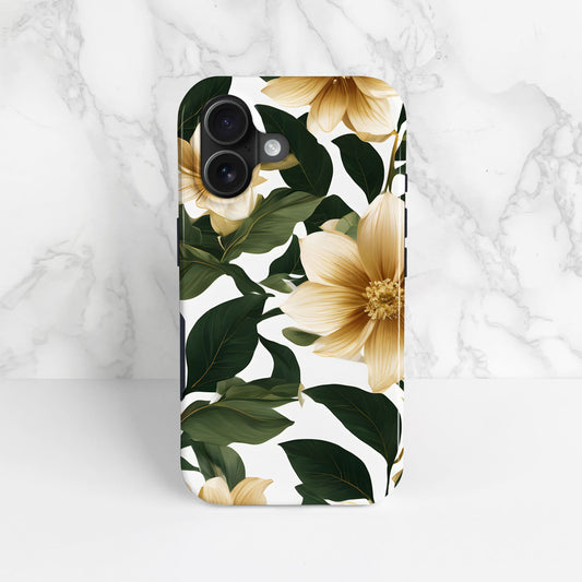 Gold and Green Floral Print Case  Phone Case