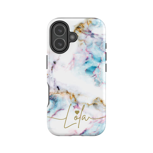 Personalised Blue and Gold Marble Phone Case Phone Case