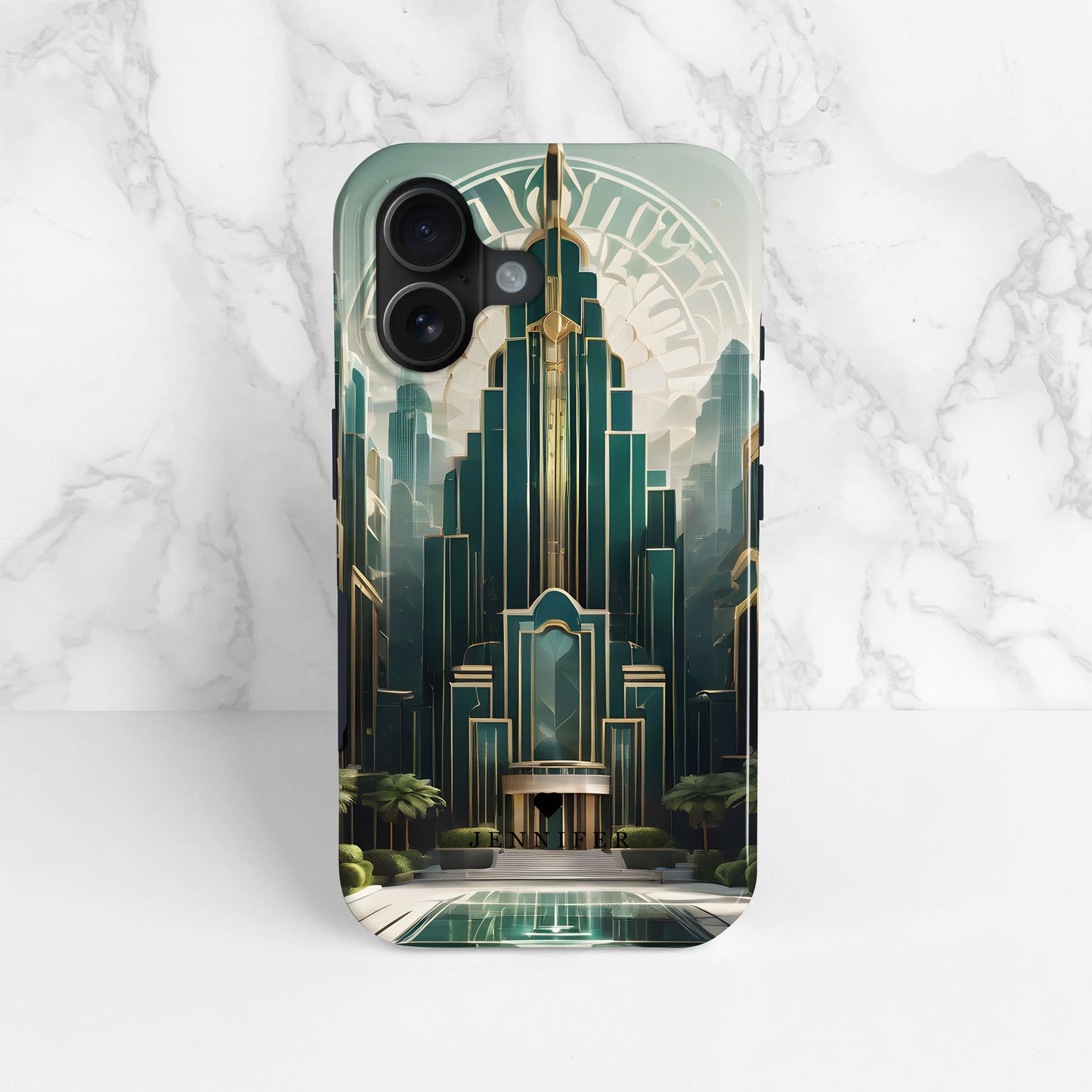 Green Art Deco City Print Case  Phone Case