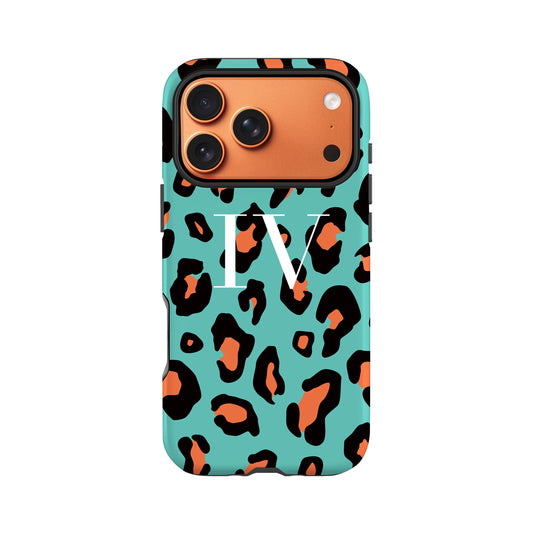Orange and Blue Leopard Print Personalised Case iPhone 17 Pro Phone Case