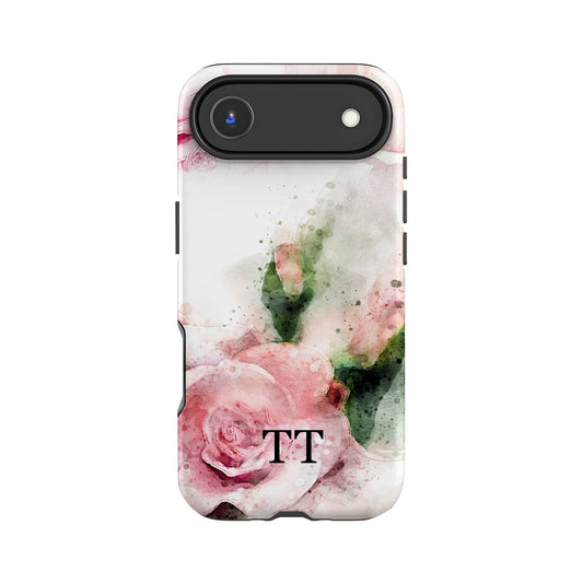 Pink & Green floral Initials Phone Case iPhone 17 Air Phone Case