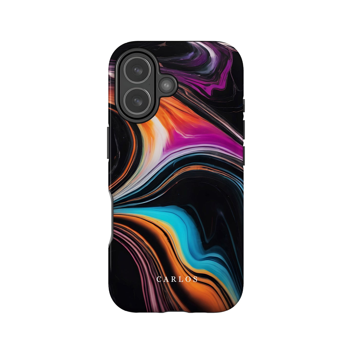Black Rainbow Marble Custom Name Case Phone Case