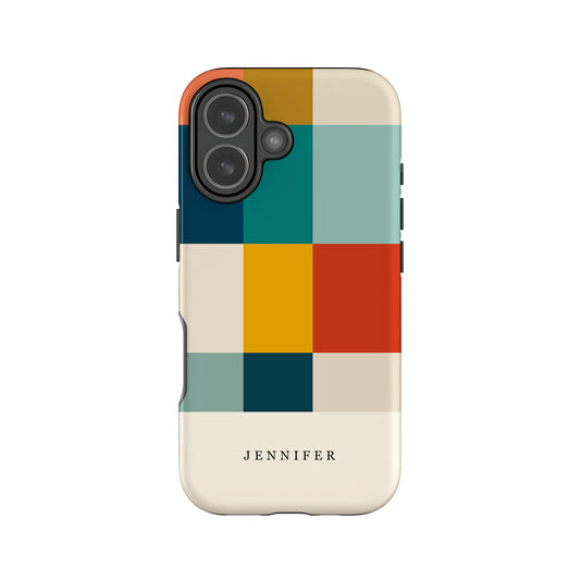 Retro Colour Blocks Custom Initials Phone Case Phone Case