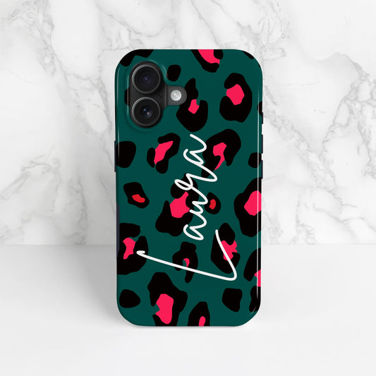 Personalised Forest Green Leopard Print Phone Case  Phone Case