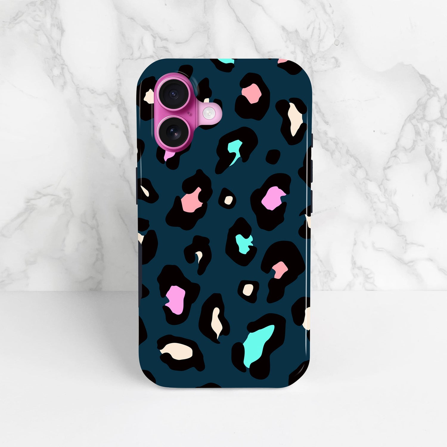 Navy Blue Multicolour Leopard Print Case  Phone Case