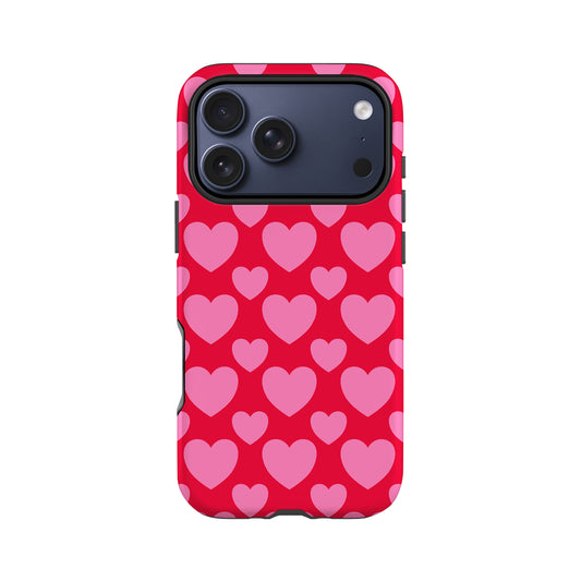 Pink and Red Love Heart Pattern Case iPhone 17 Pro Phone Case
