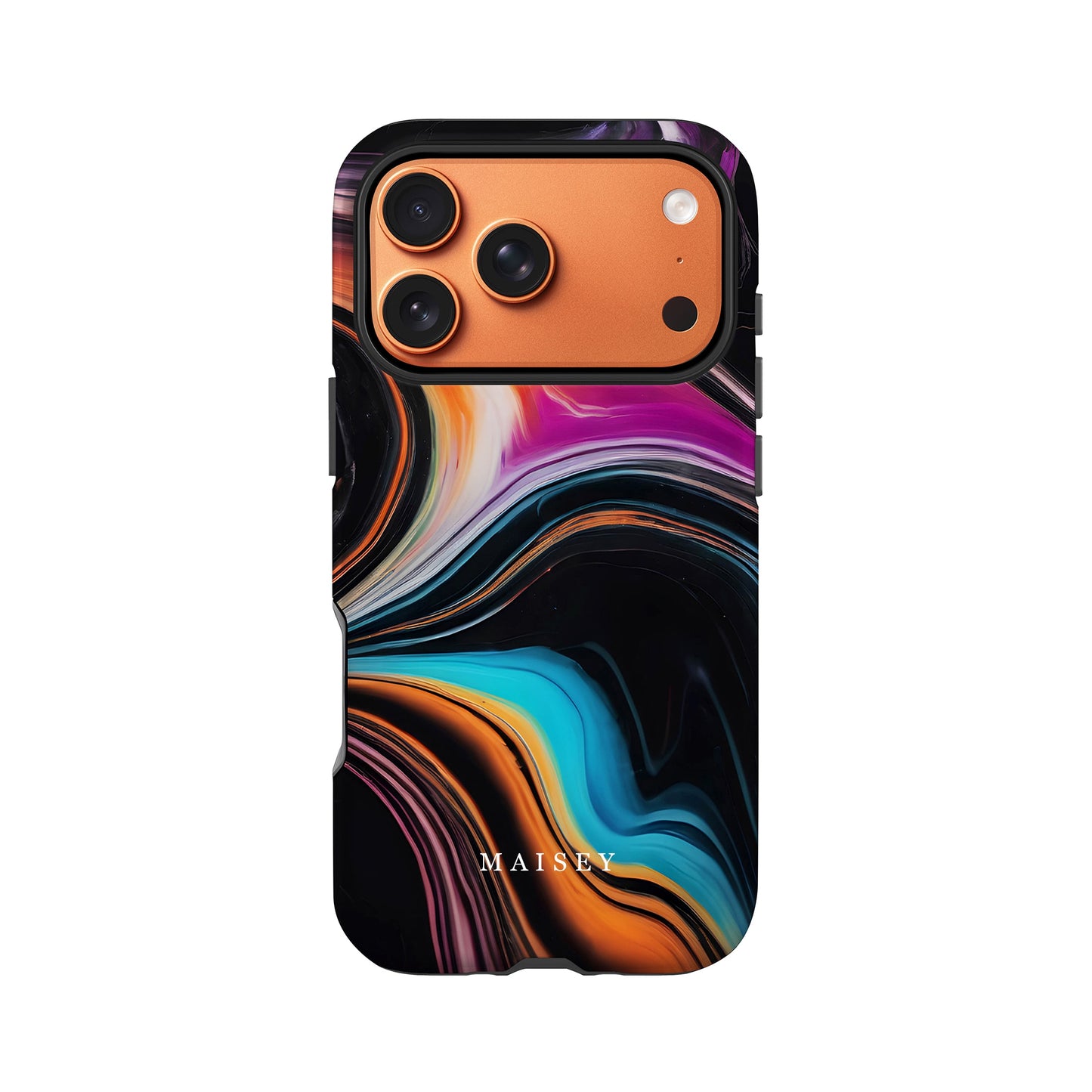 Black Rainbow Marble Custom Name Case Phone Case