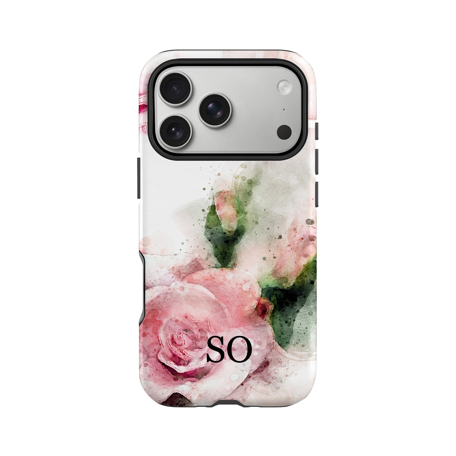 Pink & Green floral Initials Phone Case iPhone 17 Pro Phone Case