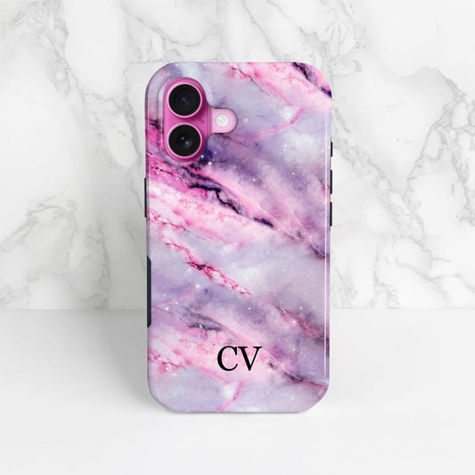 Pink and Purple Marble Initials Case  Phone Case