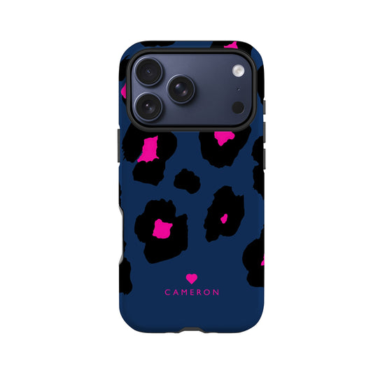 Navy Blue Leopard Print Case iPhone 17 Pro Phone Case