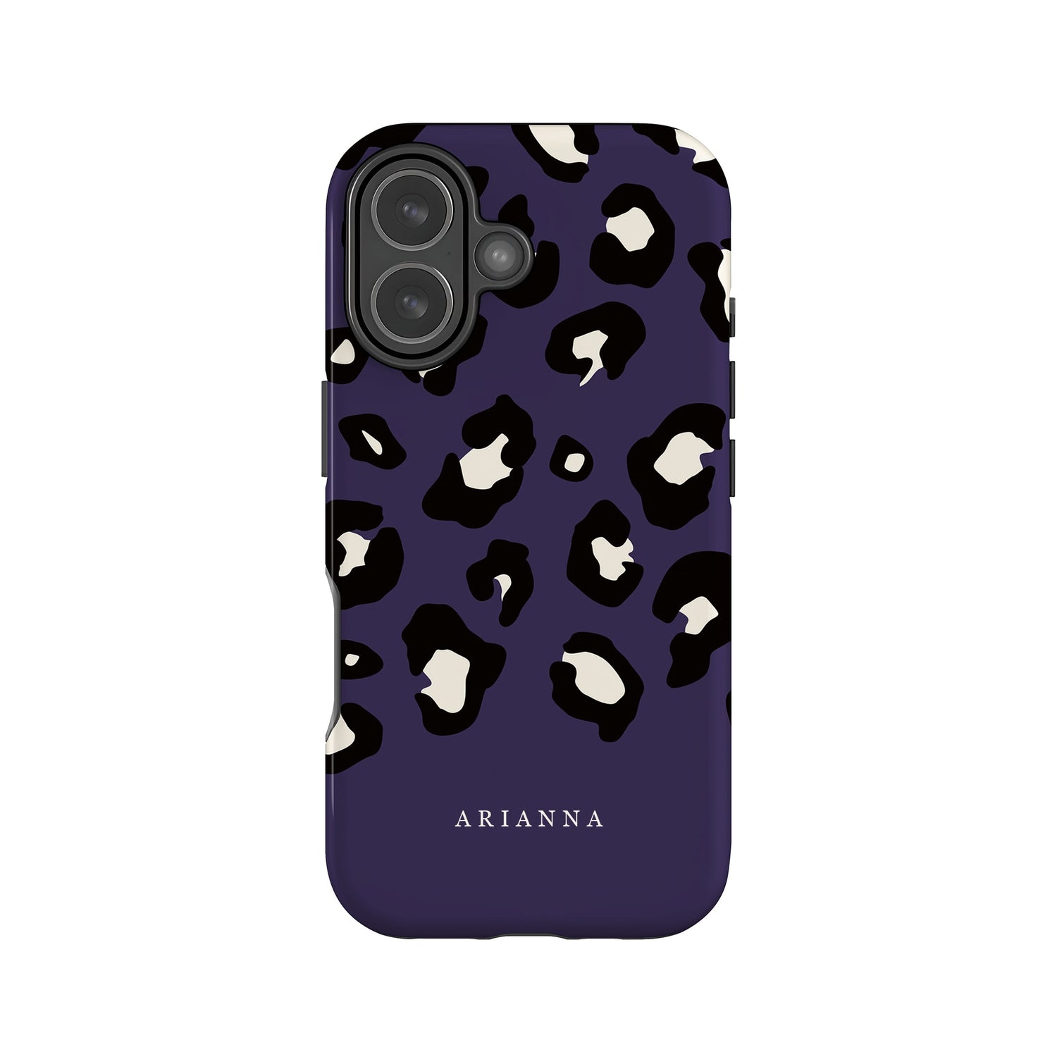 Dark Purple Custom Name Leopard Print Pattern Phone Case iPhone 17 Phone Case