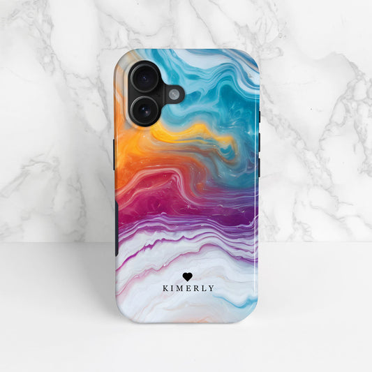 Custom Rainbow Marble Swirl Case  Phone Case