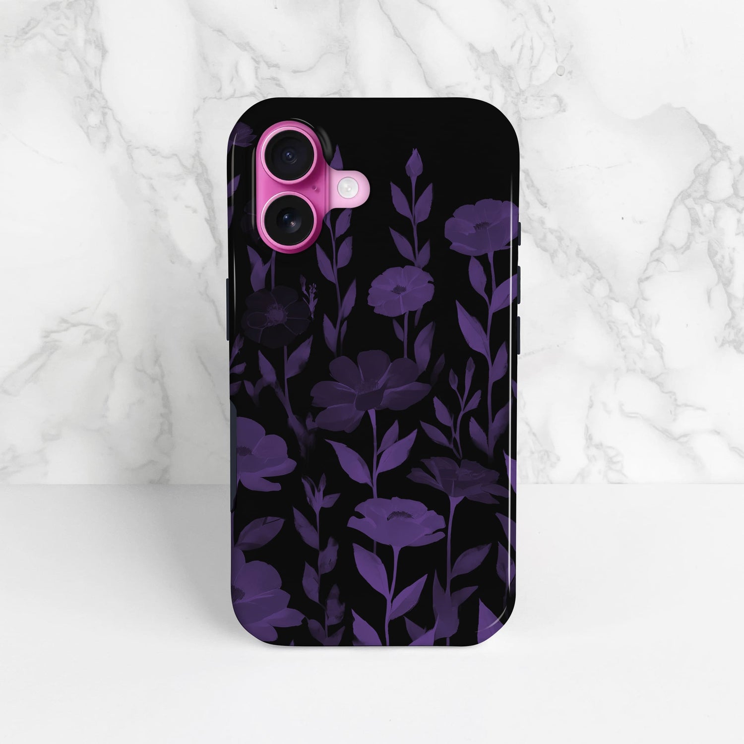 Dark Purple And Black Floral Print Case  Phone Case