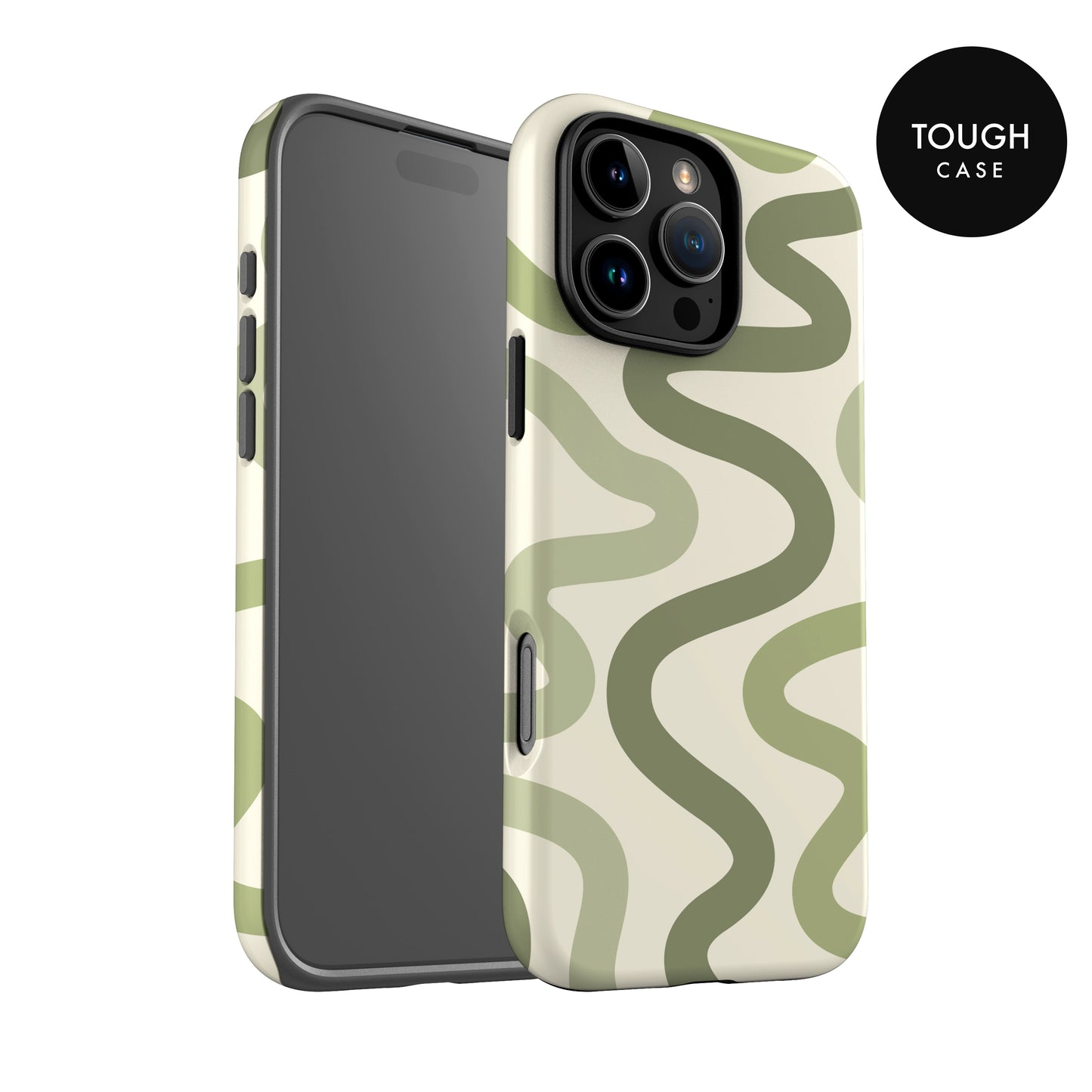 Olive Green Wavy Pattern Print Case Phone Case