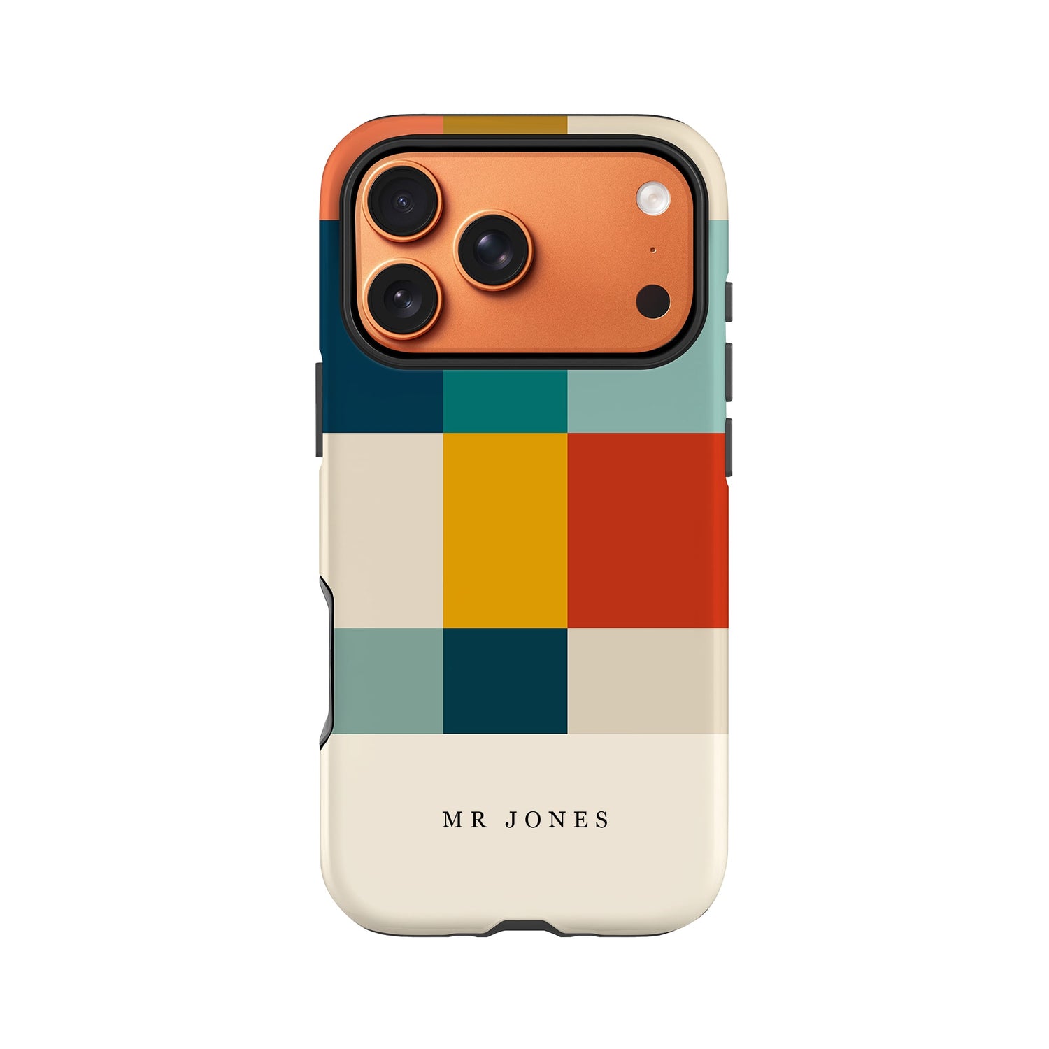 Retro Colour Blocks Custom Initials Phone Case Phone Case
