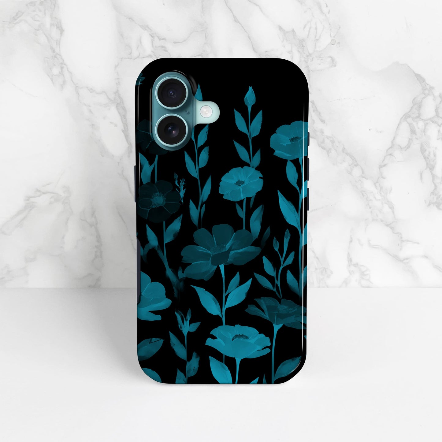 Black And Blue Floral Print Phone Case  Phone Case