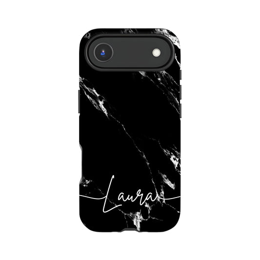 Black Marble Personalised Name iPhone Case iPhone 17 Air Phone Case