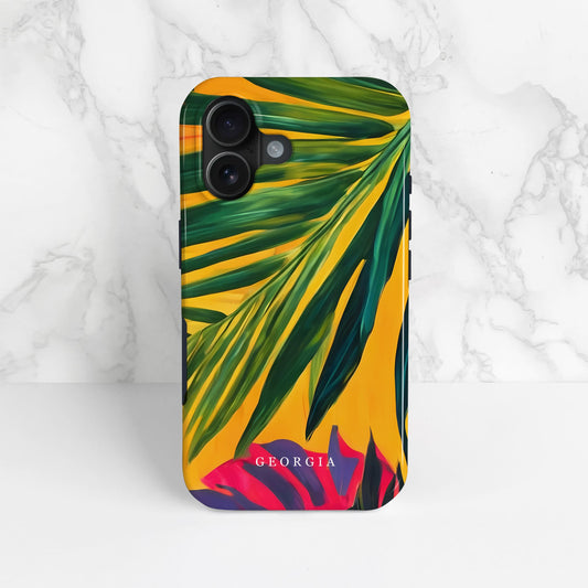 Tropical Leaf Print Custom Name Case  Phone Case