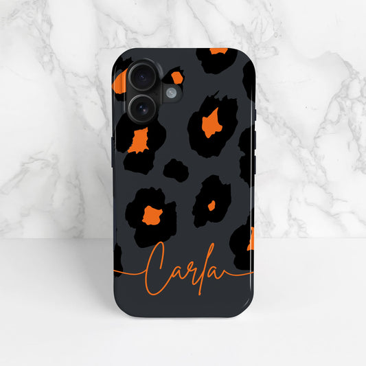 Orange Grey Leopard Print Case  Phone Case