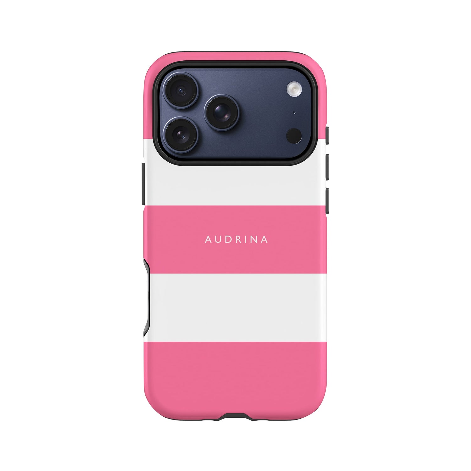 Pink Stripes Personalised Name Phone Case iPhone 17 Pro Phone Case