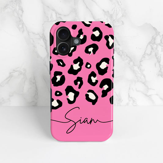 Baby Pink Custom Name Leopard Print Phone Case  Phone Case