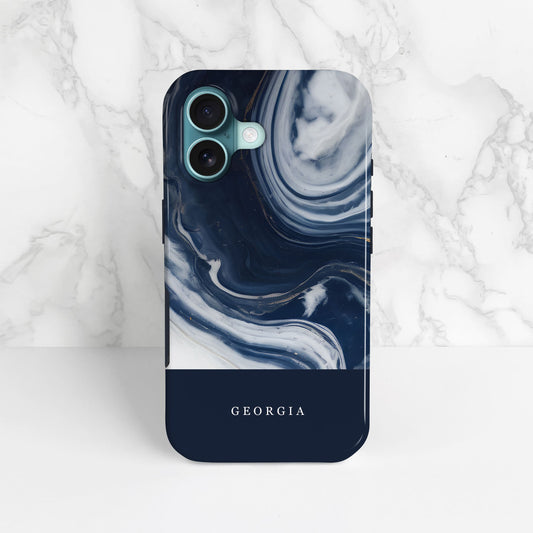 Personalised Navy Marble Phone Case  Phone Case