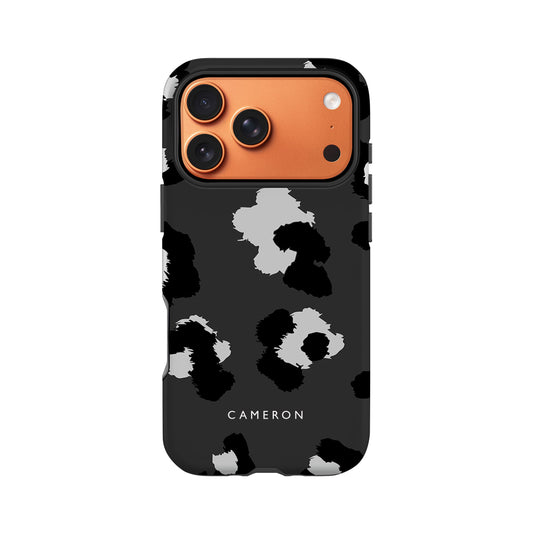 Black and Grey Leopard Print Phone Case iPhone 17 Pro Phone Case