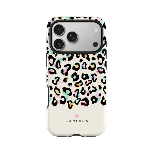 Personalised Rainbow Spots Leopard Print Case Phone Case