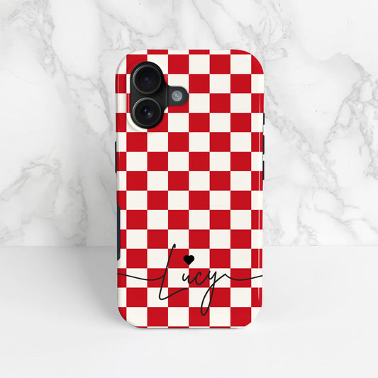 Red Checkerboard Personalised Phone Case  Phone Case