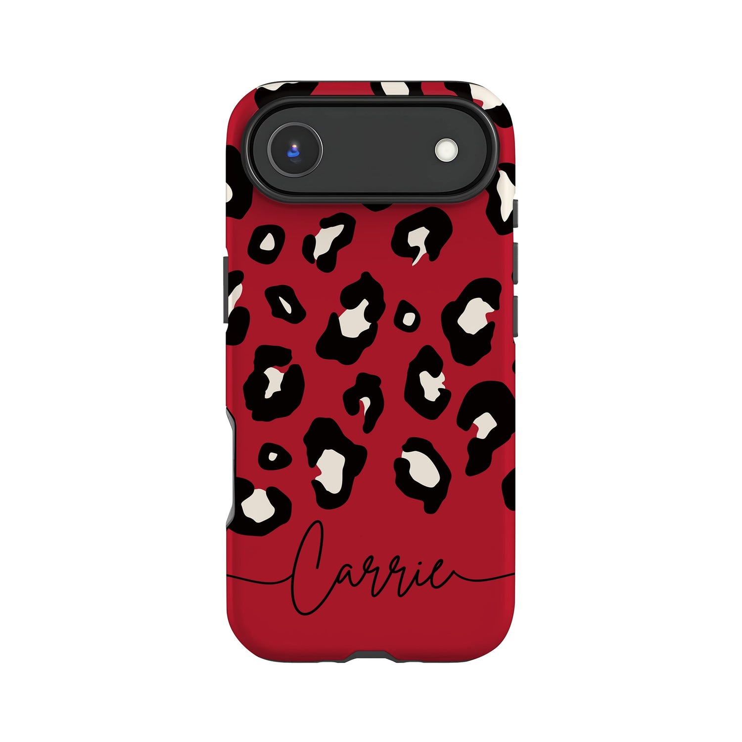 Custom Name Red Leopard Print Phone Case iPhone 17 Air Phone Case