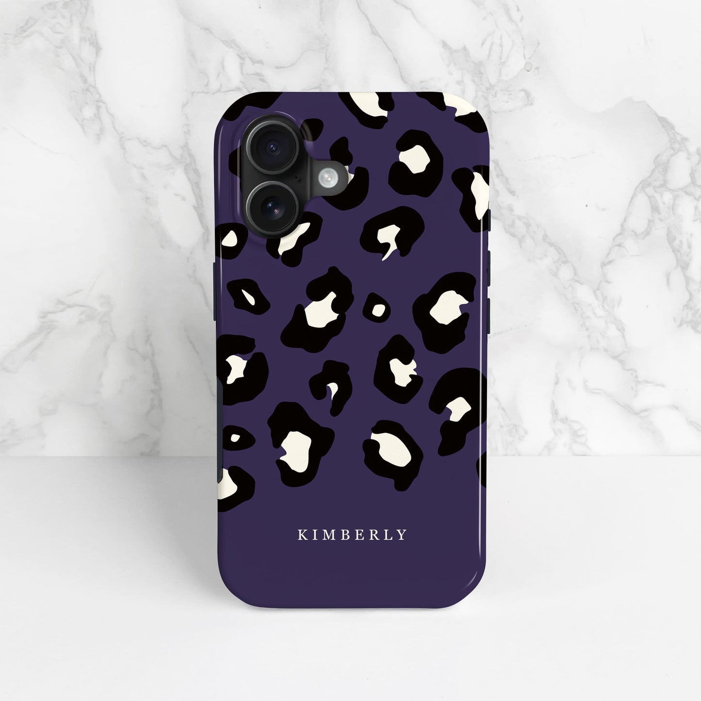 Dark Purple Custom Name Leopard Print Pattern Phone Case  Phone Case