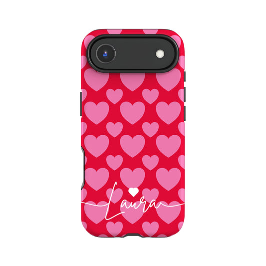 Personalised Red Pink Heart Pattern Case Phone Case