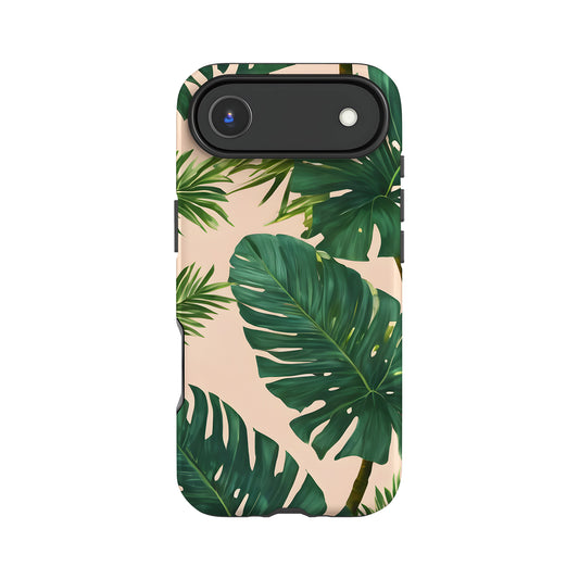 Peach Tropical Palm Leaf Print Case iPhone 17 Air Phone Case