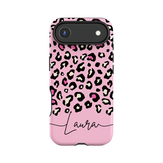 Cursive Name Baby Pink Leopard Print Case Phone Case