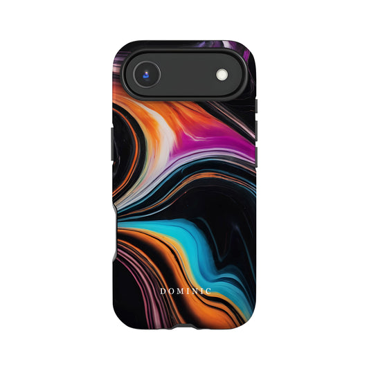 Black Rainbow Marble Custom Name Case Phone Case
