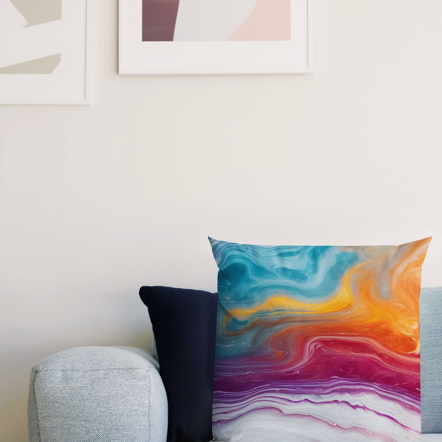 Rainbow Marble Large 45cm Cushion  Cushion