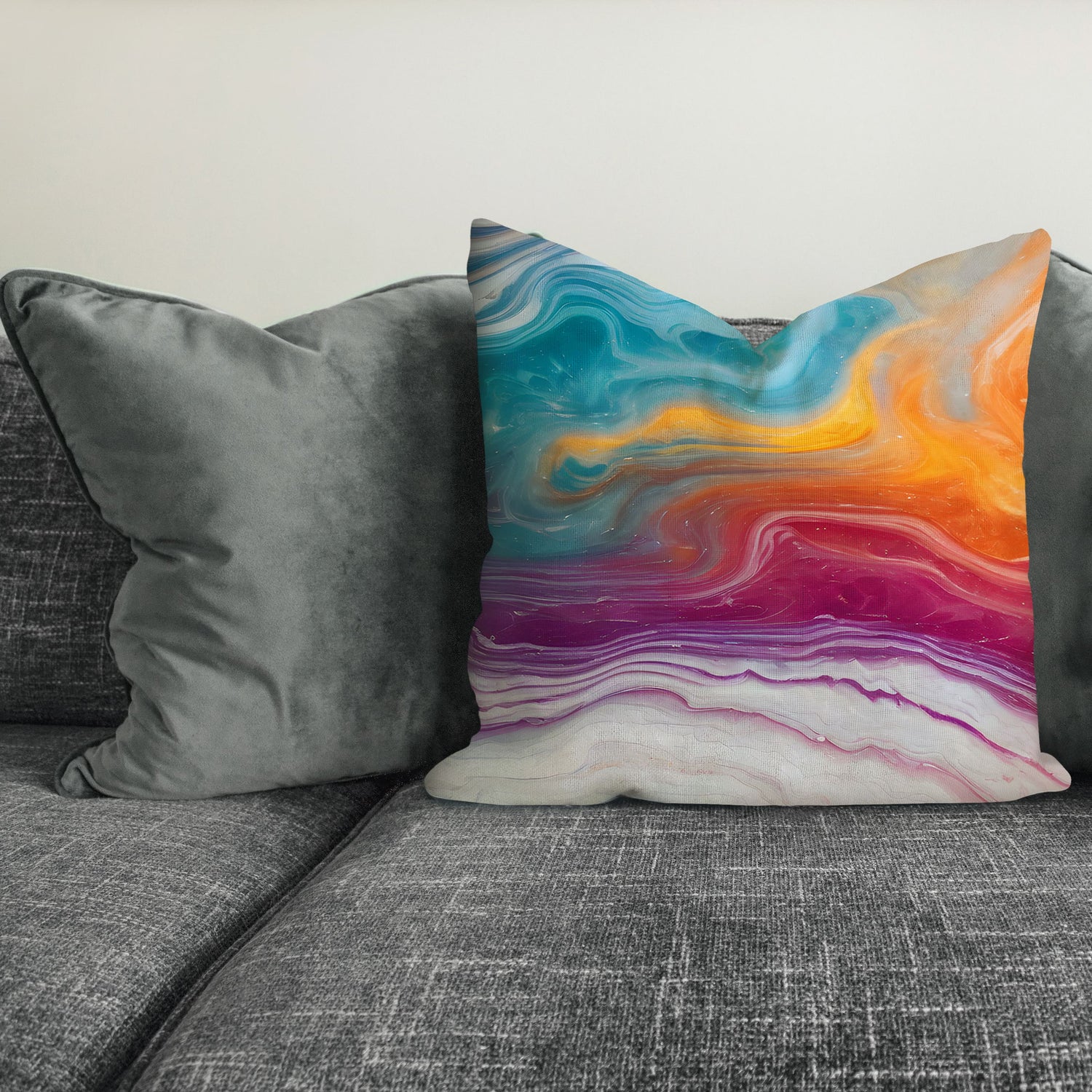 Rainbow Marble Large 45cm Cushion  Cushion