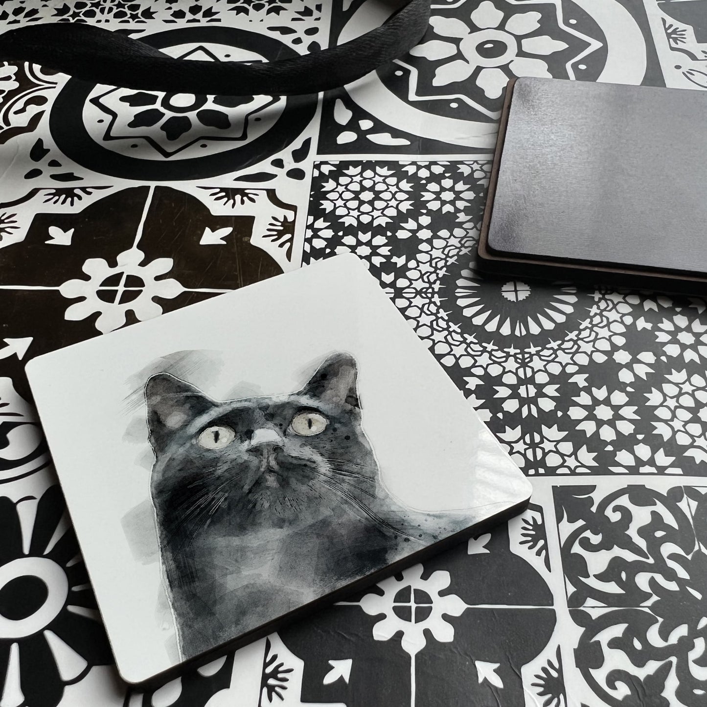 Black Cat Art Fridge Magnet Gift Set  Magnet